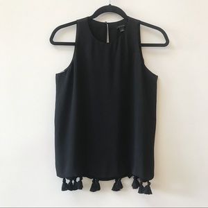 ANN TAYLOR Black Tank with Tassel detail • XS
